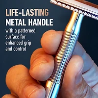King C. Gillette Double Edge Safety Razor Handle and 5 stainless-steel blades with anti-friction coating