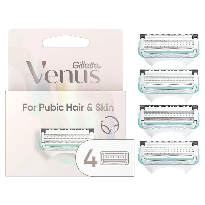 Gillette Venus for Pubic Hair and Skin, Women's Razor Blades, 4 Refills