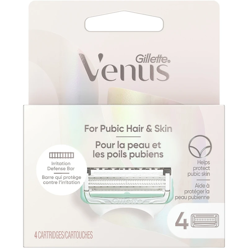 Gillette Venus for Pubic Hair and Skin, Women's Razor Blades, 4 Refills
