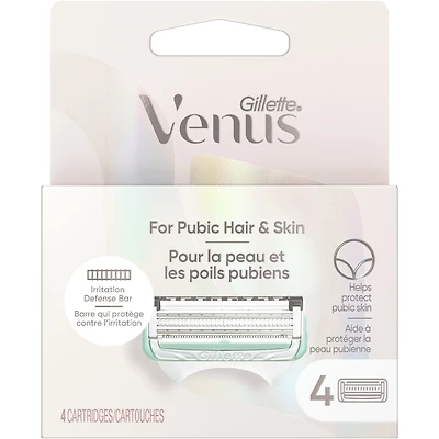 Lames de rasoir Gillette Venus pour la peau et les poils pubiens, pour femmes, 4 cartouches de rechange