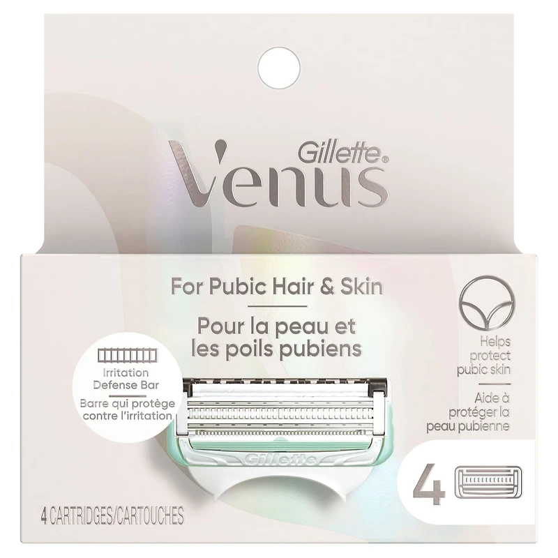 Gillette Venus for Pubic Hair and Skin, Women's Razor Blades, 4 Refills