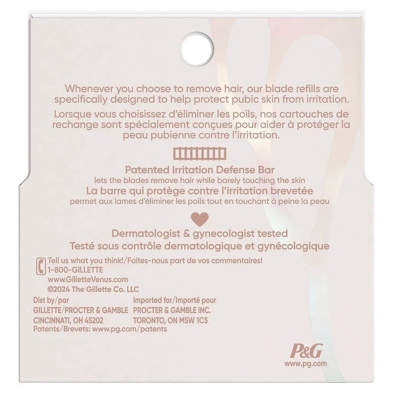 Gillette Venus for Pubic Hair and Skin, Women's Razor Blades, 4 Refills