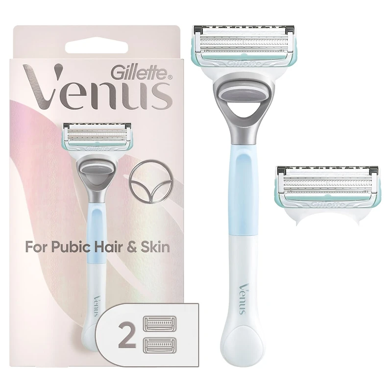 Gillette Venus for Pubic Hair and Skin, Women's Razor Handle + 2 Blade Refills