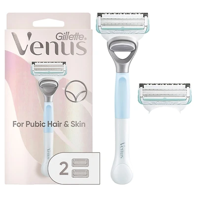 Gillette Venus for Pubic Hair and Skin, Women's Razor Handle + 2 Blade Refills