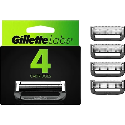 Razor Blade Refills, Compatible with GilletteLabs with Exfoliating Bar and Heated Razor, 4 Refills