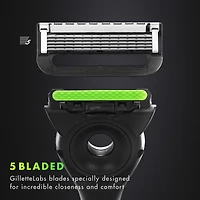 Cartouches de rechange de rasoir GilletteLabs, compatibles avec GilletteLabs avec barre exfoliante et avec le rasoir chauffant, 4 cartouches