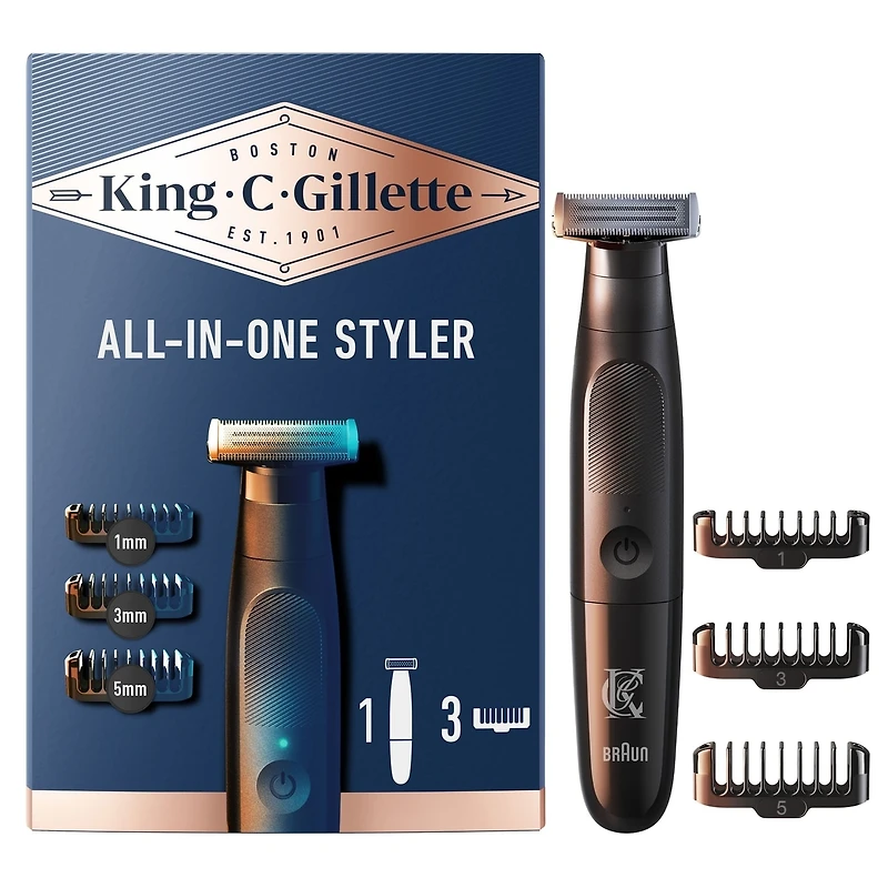 Tondeuse tout-en-un King C. Gillette avec la nouvelle technologie CenterCut pour une efficacité et une proximité optimales, une conception sans fil et un rasage facile et rapide