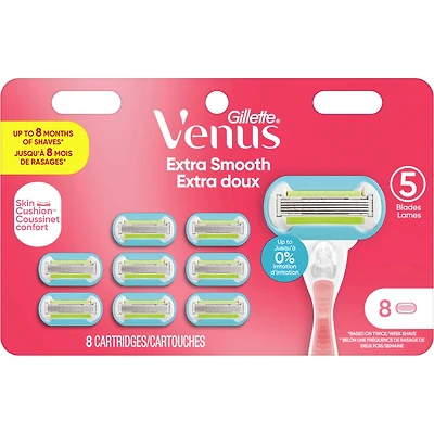 Gillette Venus Extra Smooth Women's Razor Blade Refills, 8 Count