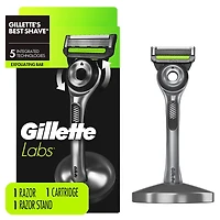 GilletteLabs with Exfoliating Bar Razor for Men - 1 Handle, 1 Razor Blade Refill