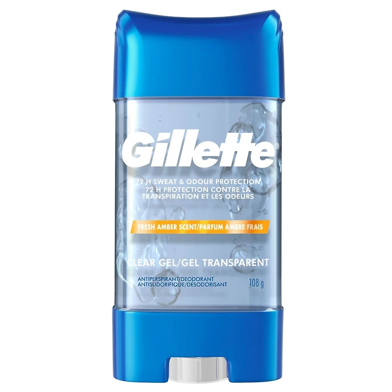 Antisudorifique et désodorisant gel transparent Gillette pour hommes, parfum Ambre fraîche