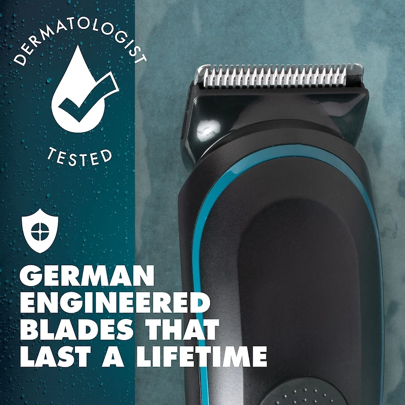 Tondeuse pour poils pubiens Gillette Intimate pour hommes, SkinFirst, étanche, sans fil pour usage sur peau sèche et mouillée, rasoir pour hommes, lames aiguisées à vie