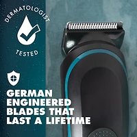 Tondeuse pour poils pubiens Gillette Intimate pour hommes, SkinFirst, étanche, sans fil pour usage sur peau sèche et mouillée, rasoir pour hommes, lames aiguisées à vie