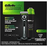 Rasoir GilletteLabs pour hommes avec barre exfoliante par Gillette, 1 rasoir, 1 gel à raser, socle magnétique haut de gamme inclus