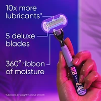 Gillette Venus Miami Midnight Extra Smooth Sensitive Razor Handle, 2 Refills, 1 Shower Hook