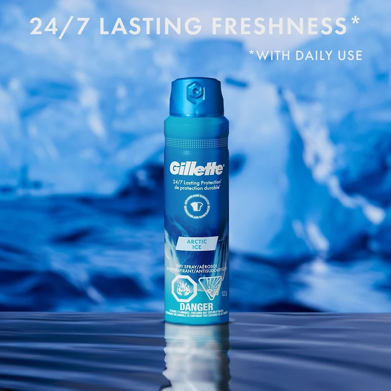 Antisudorifique et désodorisant en aérosol Gillette pour hommes, Fraîcheur glaciale