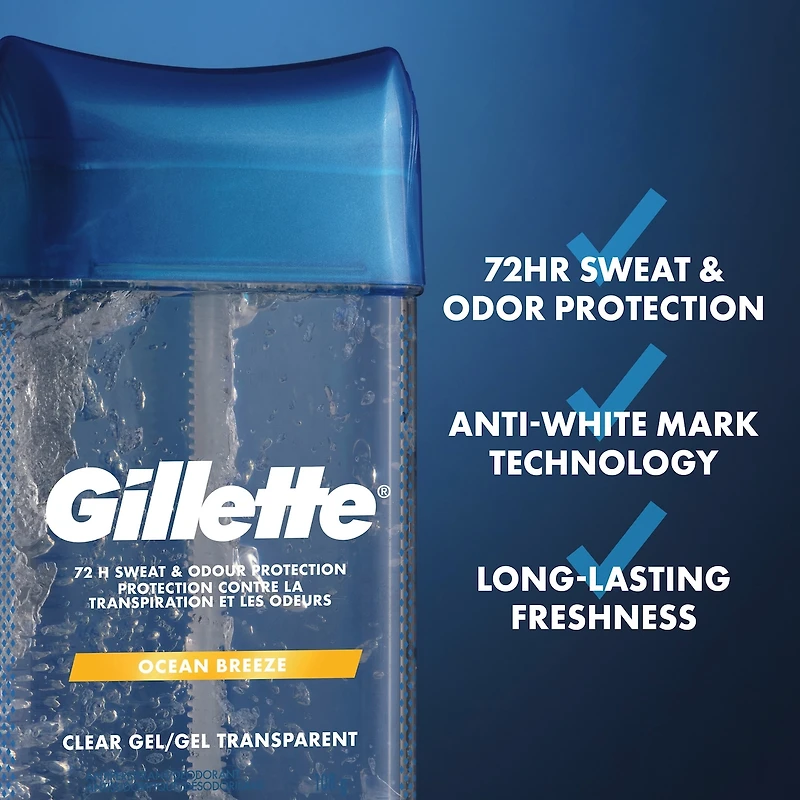 Antisudorifique et désodorisant en gel transparent pour hommes, parfum Brise marine