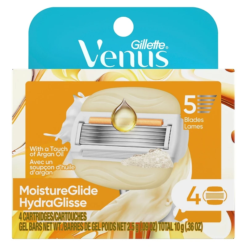 Venus MoistureGlide Women's Razor Blades, With Built-in Shave Gel Bars