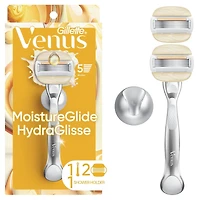 Venus Moistureglide Women's Razor, Reusable Handle, 2 Razor Blade Refills and Shower Holder