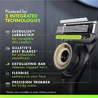 Rasoir Gillette Labs pour hommes avec barre exfoliante, édition noire et dorée, 1 manche, 3 cartouches de rechange, comprend un étui de voyage pour un rangement pratique lors de vos déplacements