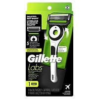 Rasoir Gillette Labs pour hommes avec barre exfoliante, édition blanc vif, 1 manche, 1 cartouche de rechange, 1 étui de voyage