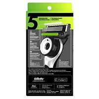 Rasoir Gillette Labs pour hommes avec barre exfoliante, édition blanc vif, 1 manche, 1 cartouche de rechange, 1 étui de voyage