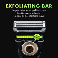avec barre exfoliante par les rasoirs pour hommes, édition noire et dorée – 1 manche, 2 cartouches de rechange, gel à raser en mousse, 198 g (7 oz)