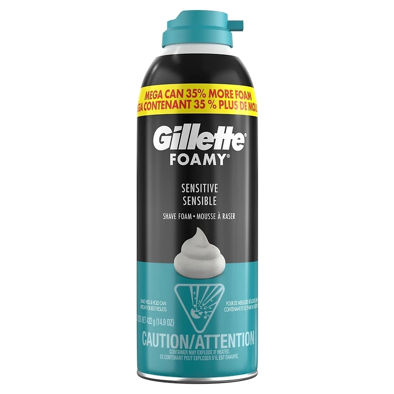 Mousse à raser pour hommes Gillette Foamy Peau sensible, 507 g (14,9 oz)