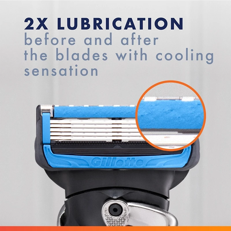 Rasoir Gillette Fusion5 ProGlide Chill pour homme, 1 manche, 2 recharges, 2 lubrifiants rafraîchissants, manche FlexBall et tondeuse de précision