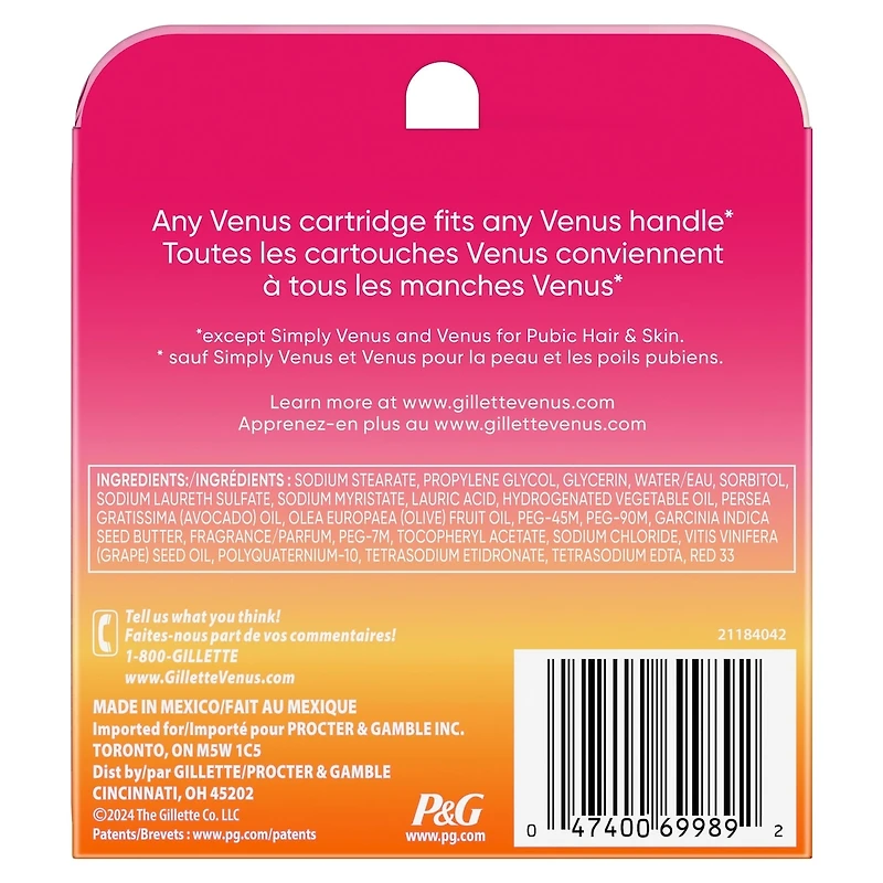 Venus Miami Sunset Comfortglide, Women's Razor Refills, 6 ct