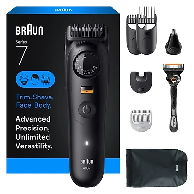 All-in-One Series 7 Trimmer Kit, 40 Lengths, Lifetime Sharp Metal Blade, AIO 7530, Matte Black