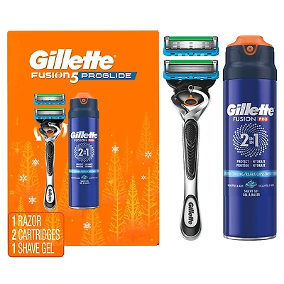 Rasoir  ProGlide pour hommes, 1 manche de rasoir, 2 cartouches de rechange, gel à raser Pro de 198 g (7 oz), cadeaux des Fêtes pour hommes