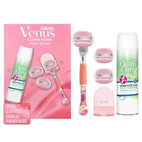 Manche de rasoir GlisseConfort Crépuscule à Miami, 3 cartouches, 1 crochet pour la douche, gel à raser Sensible, 198 g (7 oz), cadeaux des Fêtes pour femmes
