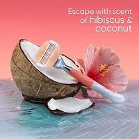 Manche de rasoir GlisseConfort Crépuscule à Miami, 3 cartouches, 1 crochet pour la douche, gel à raser Sensible, 198 g (7 oz), cadeaux des Fêtes pour femmes