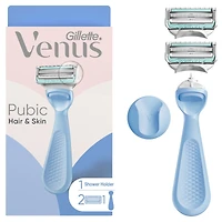 Rasoir pour la peau et les poils pubiens, pour bikini, pour femmes, manche de rasoir et 2 cartouches