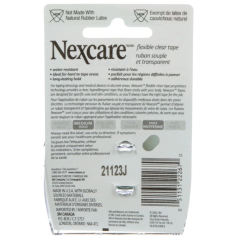 Ruban de premiers soins transparent et souple Nexcare(MC), 779