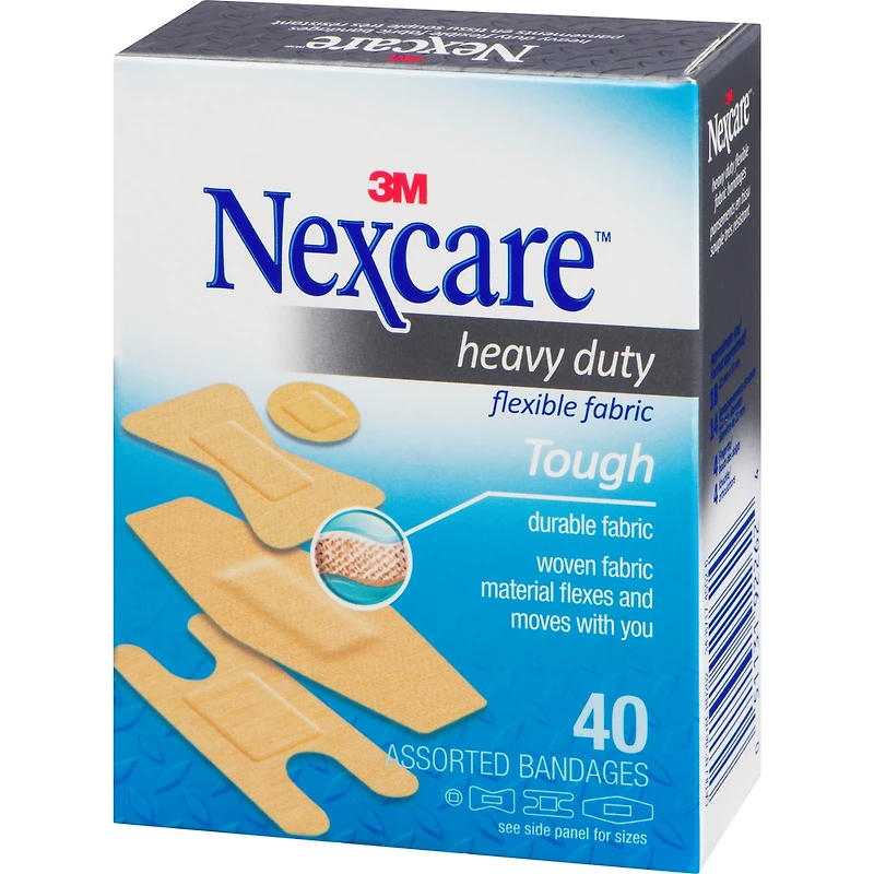 Nexcare™ Heavy Duty Fabric Bandages, Ast. Sizes, 40 pk