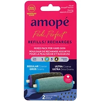 Amopé® Pedi Perfect™ Mixed Pack Roller Heads Ultra Coarse & Regular Coarse, 2 refills