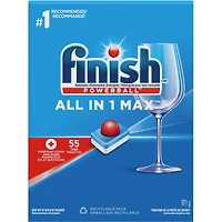 Détergent pour lave-vaisselle Finish, All In 1 Max, frais, 55 comprimés 55 comprimés