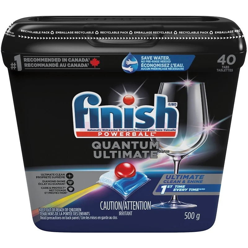Détergent pour lave-vaisselle Finish, Quantum Ultimate, frais, 40 comprimés