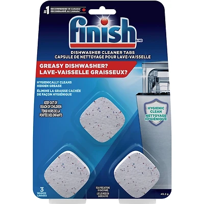 Nettoyant pour lave-vaisselle Finish, nettoyant In-wash, 3 unités, dégraissage, fonctionne avec la vaisselle 3 chefs d'accusation