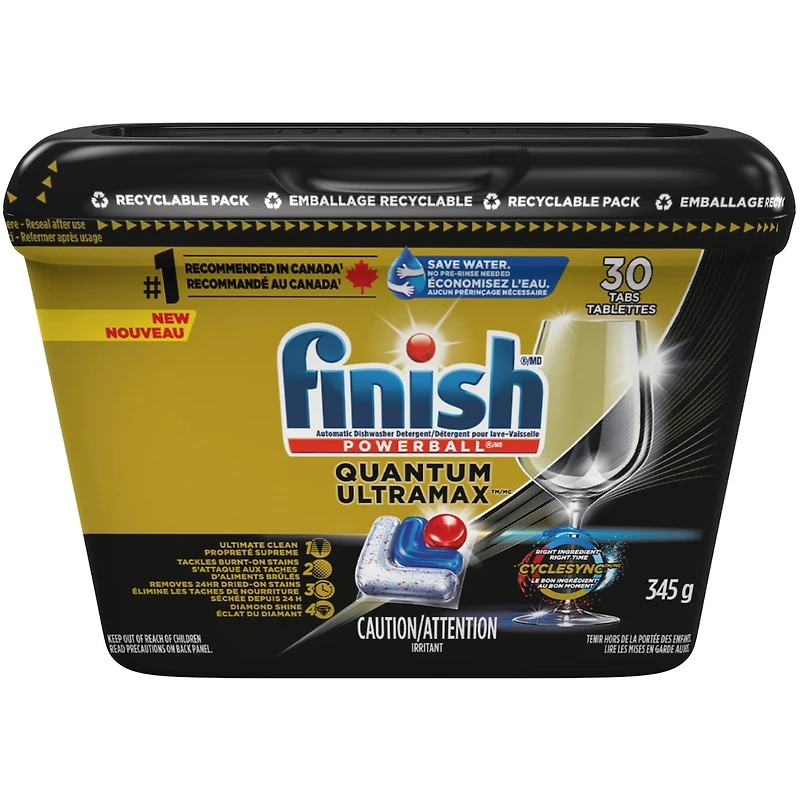 Finish Quantum Ultramax Dishwasher Detergent Tabs, 30 Count