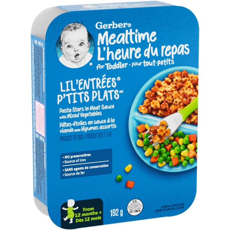 LIL' ENTRÉES Pasta Stars In Meat Sauce With Mixed Vegetables
