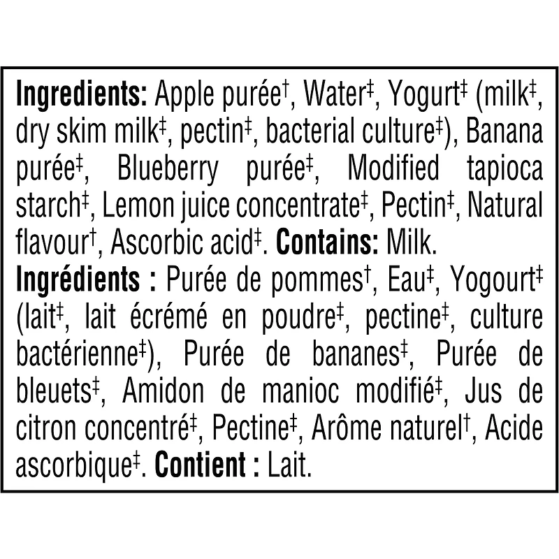 Purée Pomme, banane, bleuet et yogourt