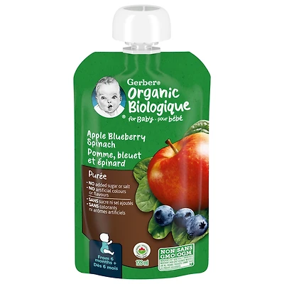 Organic Purée Apple Blueberries Spinach Baby Food