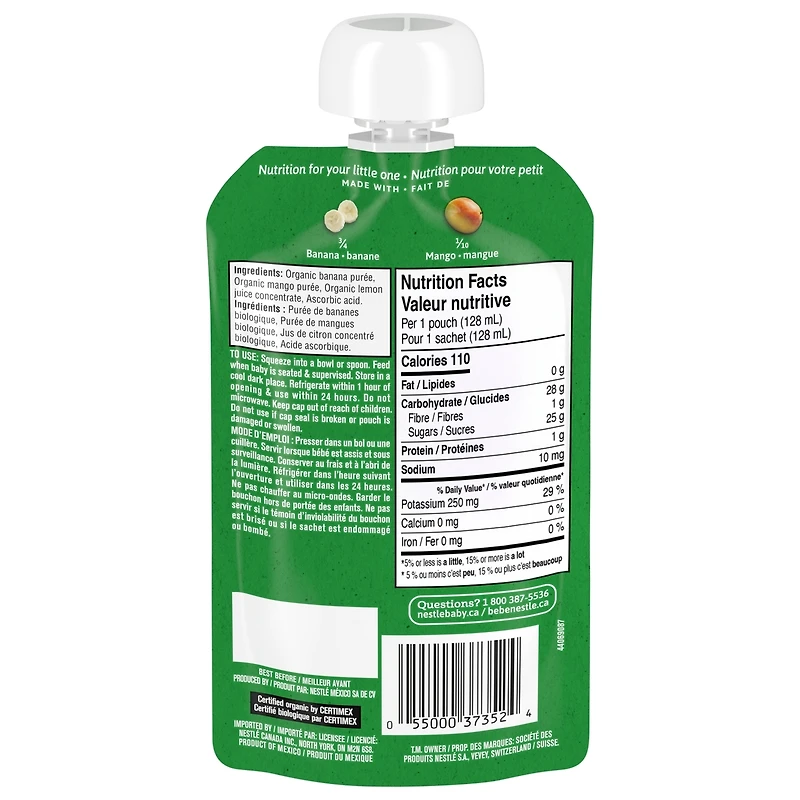 Organic Purée Banana Mango Baby Food
