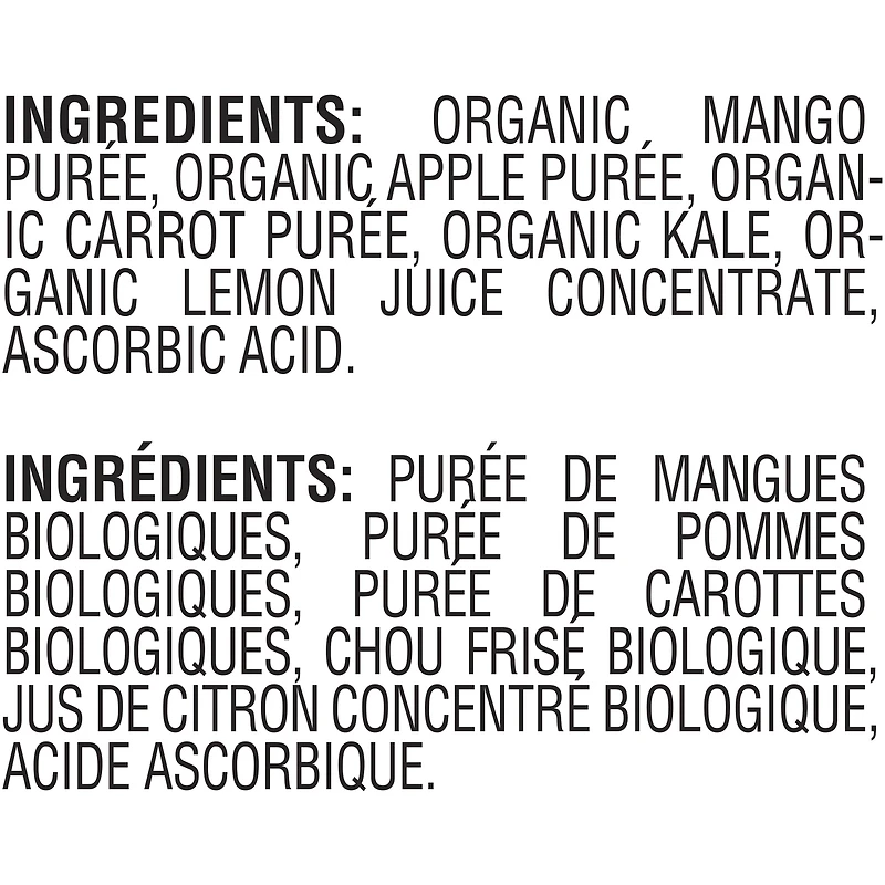Purée Biolog. Mangue Pomme Carotte Chou Frisé Alim. Bébé