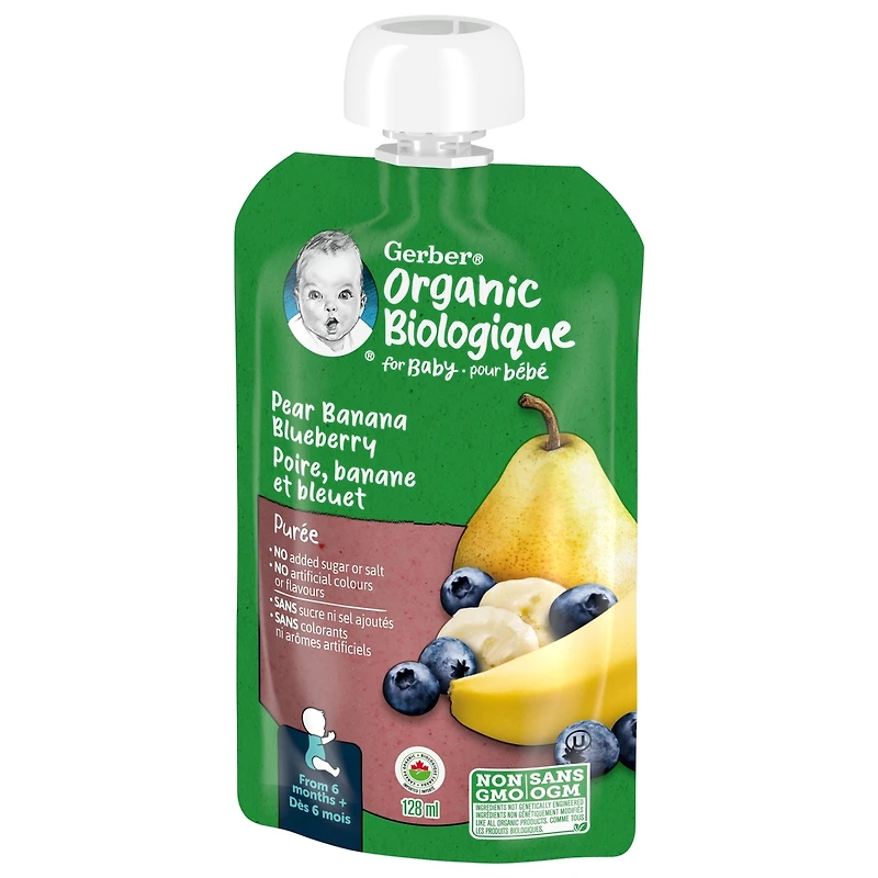 Purée Biologique Poire Banane Bleuet Aliment pour Bébé
