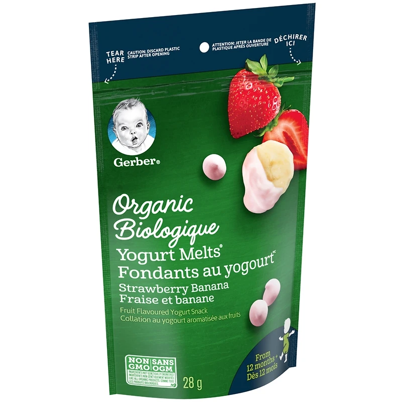 GERBER Organic YOGURT MELTS Strawberry Banana Toddler Snack