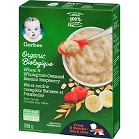 GERBER Organic Wheat & Wholegrain Oatmeal Banana Raspberry Cereal