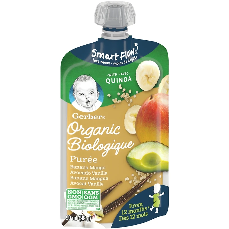 Purée Biologique Banane Mangue Avocat Vanille quinoa